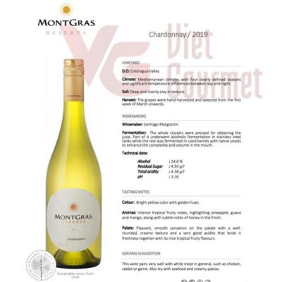 Vang MontGras Reserva Chardonnay Vang Chile MontGras Reserva Chardonnay 2018 13%