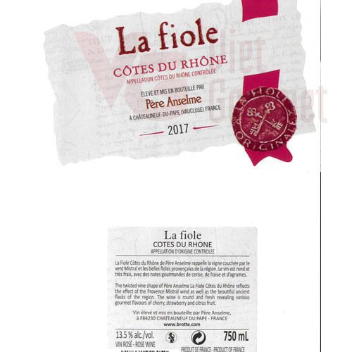 Vang Pháp Cotes Du Rhone La Fiole (special bottle) 2017 14%